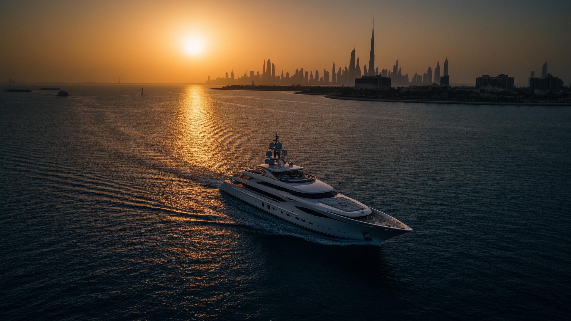 Luxury yacht cruising in Dubai waters